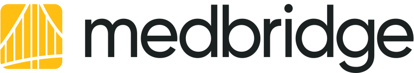 Medbridge logo with black text and a yellow and white bridge icon on the left.